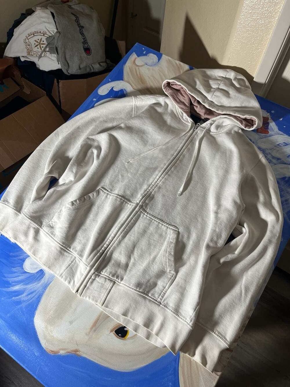 Anchor Blue White Full Zip Hoodie Size XL